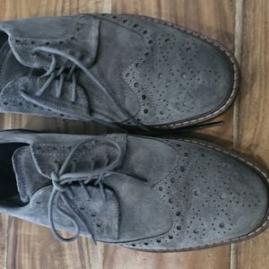 Ecco Gray Suede Oxfords Minimalist Design